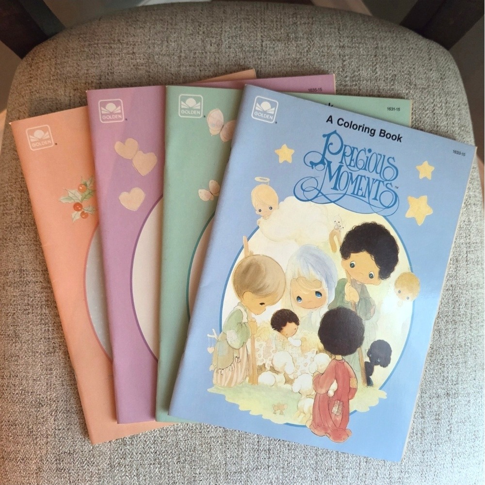 Vintage 1990 Precious Moments Coloring Book Set Golden Books Lot of 4 Unused